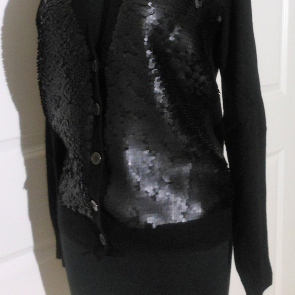 MADEWELL Black Sequin Cardigan Sweater NWT $135 - Picture 5 of 8